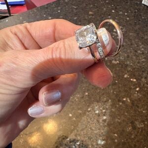 MODGENTS Rose Gold Ring Set with 3.5 Carat Simulated Diamond Engagement Ring